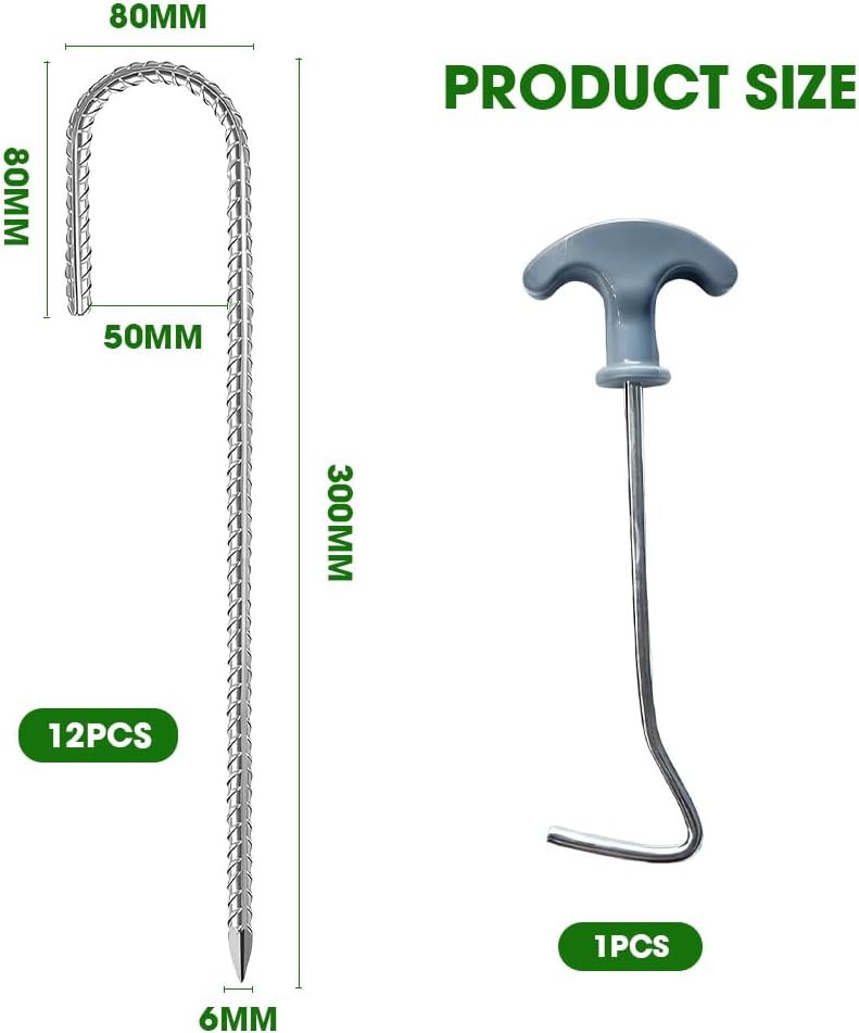 Carica immagine in Galleria Viewer, Grondankers 12 stuks 30 cm met J-haken en trekker – trampoline haringen – stormankers - happygetfit.com
