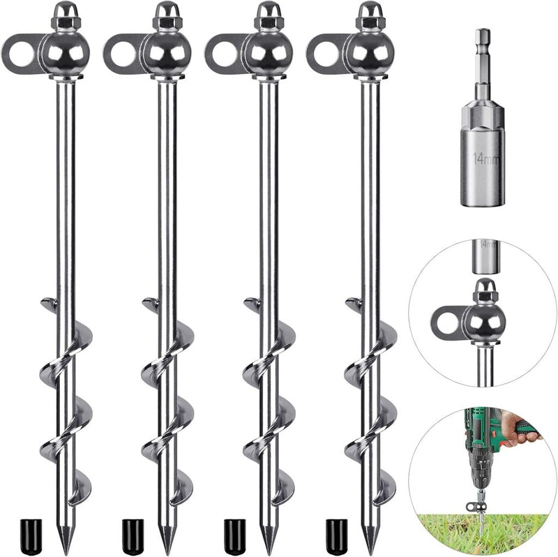 Carica immagine in Galleria Viewer, Grondankers 4 stuks 30 cm heavy duty met booradapter – trampoline ankers – stormankers - happygetfit.com
