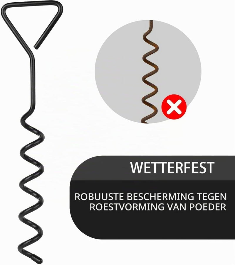 Laad afbeelding in Galerijviewer, Grondankers 4 stuks 37 cm met spanbanden van 3 meter – trampoline ankers – stormankers - happygetfit.com
