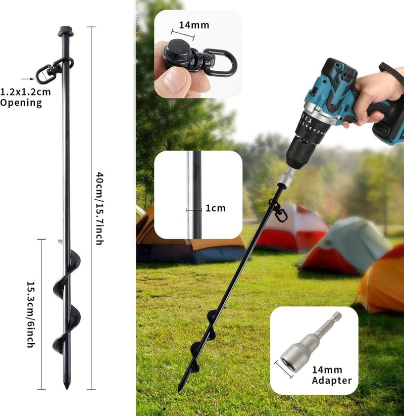 Carica immagine in Galleria Viewer, Grondankers 4 stuks 40 cm met booradapter – trampoline ankers – stormankers - happygetfit.com
