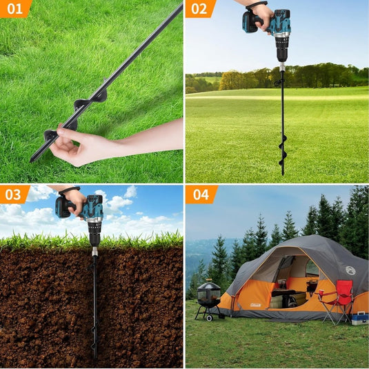 Grondankers 4 stuks 40 cm met booradapter – trampoline ankers – stormankers - happygetfit.com