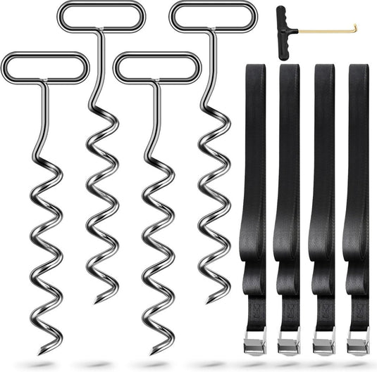 Grondankers 4 stuks met verstelbare riemen voor trampoline – stormankers – trampoline accessoires - happygetfit.com