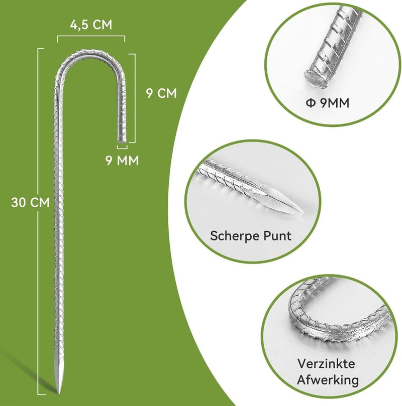 Carica immagine in Galleria Viewer, Grondankers 6 stuks 30 cm met J-haak van verzinkt staal – trampoline haringen – stormankers - happygetfit.com
