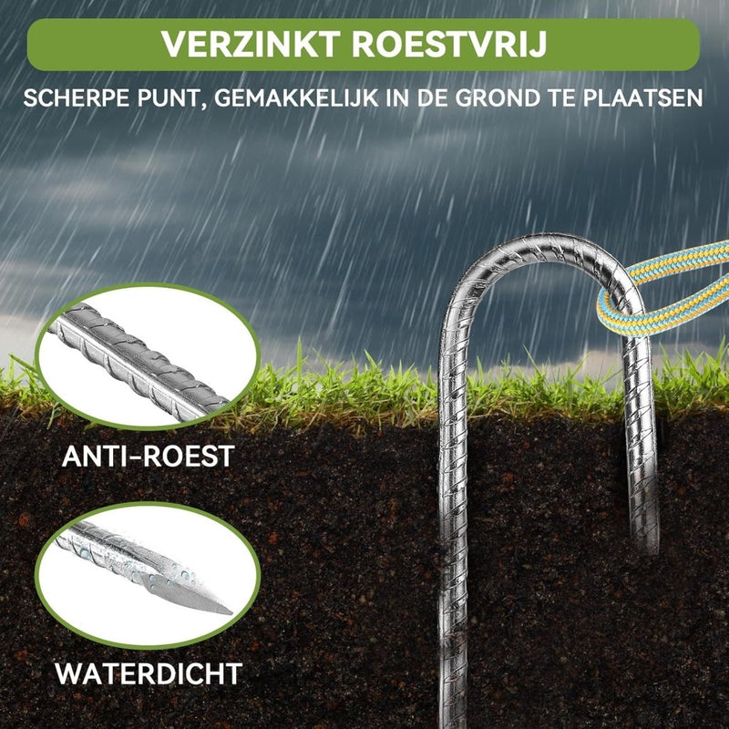Carica immagine in Galleria Viewer, Grondankers 6 stuks 30 cm met J-haak van verzinkt staal – trampoline haringen – stormankers - happygetfit.com
