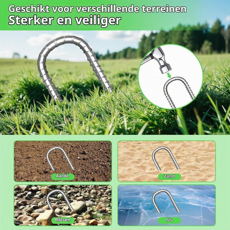 Carica immagine in Galleria Viewer, Grondankers 6 stuks 30 cm U-vorm met schroefdraad – trampoline haringen – stormankers - happygetfit.com
