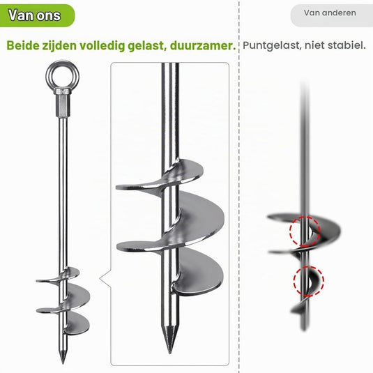 Grondankers 6 stuks 45 cm heavy duty met spanbanden en booradapter – trampoline ankers – stormankers - happygetfit.com
