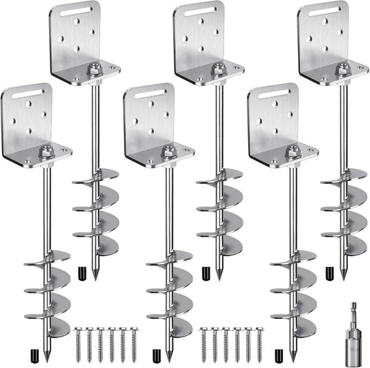 Grondankers 6 stuks 60 cm heavy duty met L-beugels en booradapter – trampoline ankers – stormankers - happygetfit.com