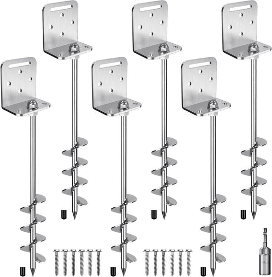 Grondankers 6 stuks 60 cm heavy duty met L-beugels en booradapter – trampoline ankers – stormankers - happygetfit.com