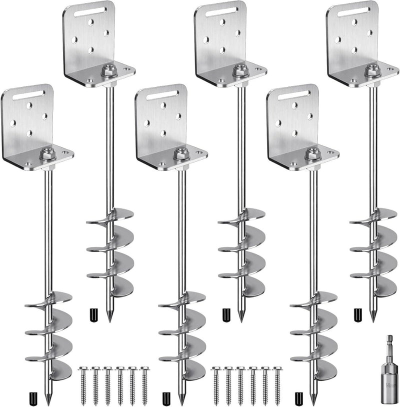 Carica immagine in Galleria Viewer, Grondankers 6 stuks 60 cm heavy duty met L-beugels en booradapter – trampoline ankers – stormankers - happygetfit.com

