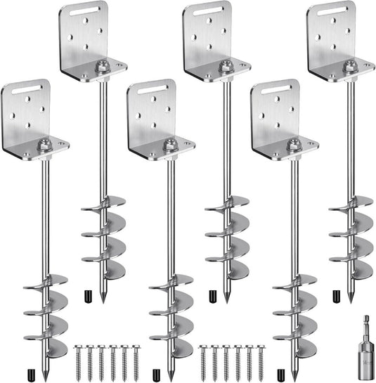 Grondankers 6 stuks 60 cm heavy duty met L-beugels en booradapter – trampoline ankers – stormankers - happygetfit.com