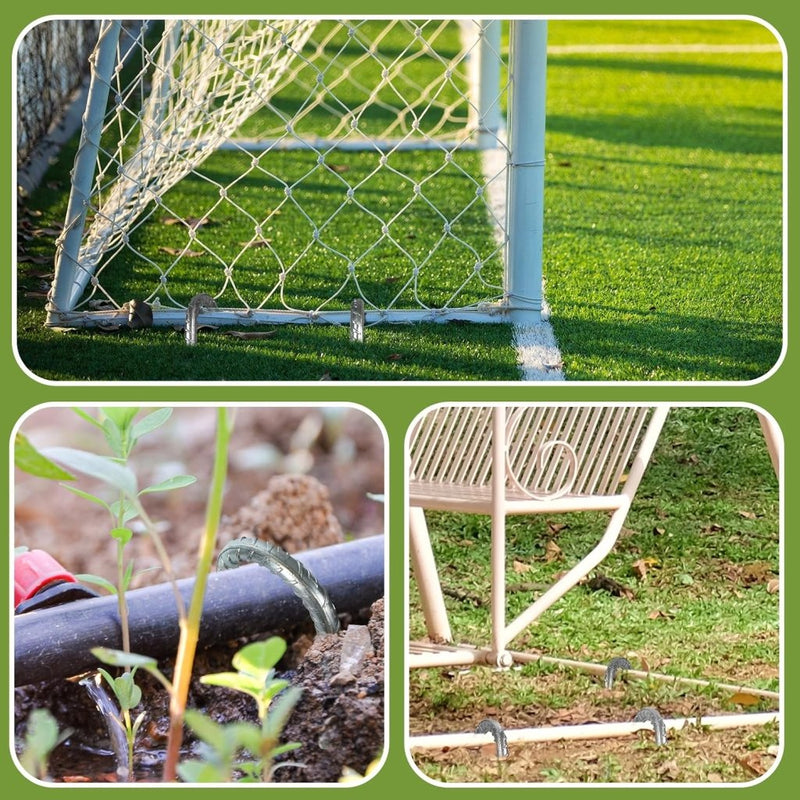 Laad afbeelding in Galerijviewer, Grondpennen 6 stuks 30 cm van verzinkt staal met J-haak – trampoline ankers – grondankers - happygetfit.com
