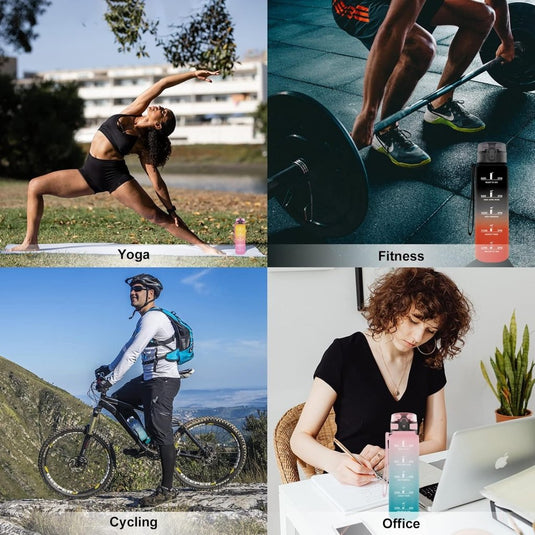 Grsta 1 Litre BPA Free Tritan Water Bottle - Flip Top, Lanyard Strap - School, Gym, Yoga, Travel, Outdoor - happygetfit.com