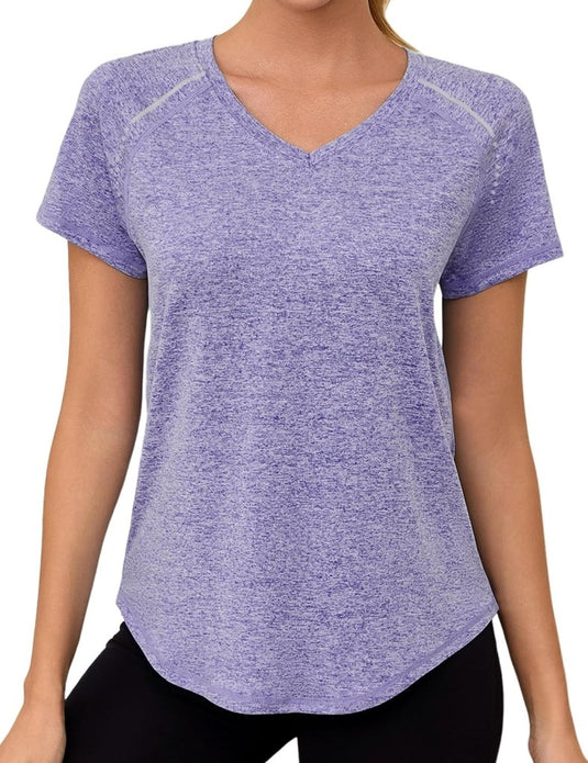 Gyabnw Sportshirt dames T-shirts dames korte mouwen elastisch shirt gym dames rug ademend mesh top fitness yoga hardlopen dans - happygetfit.com