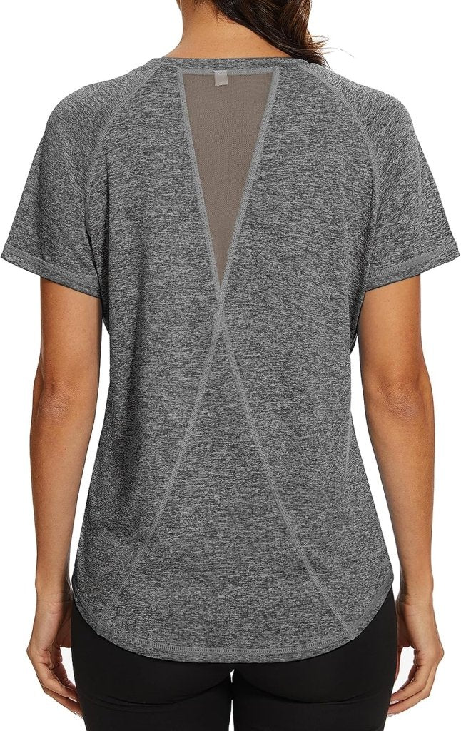 Load image into Gallery viewer, Gyabnw Sportshirt dames T-shirts dames korte mouwen elastisch shirt gym dames rug ademend mesh top fitness yoga hardlopen dans - happygetfit.com
