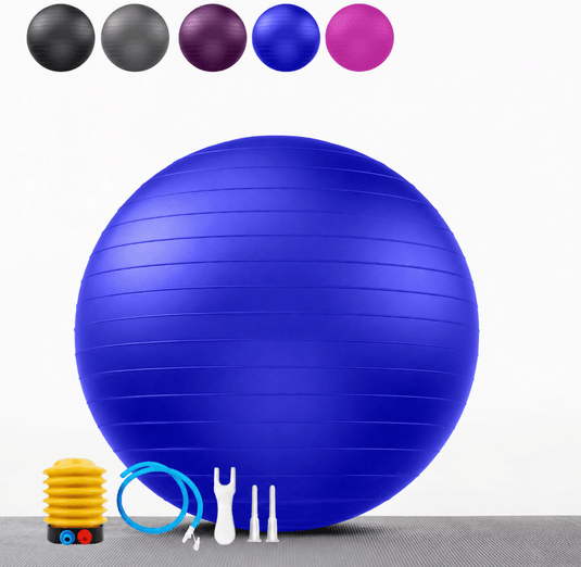 Gymnastiekbal met voetpomp – anti-burst zitbal – yoga – balanstraining – fitness - happygetfit.com