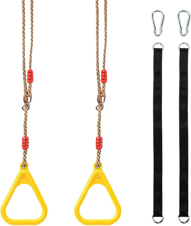 Charger l’image dans la visionneuse de galerie, Gymnastiekringen 2 stuks met verstelbare touwen en karabijnhaken tot 100 kg – calisthenics ringen - happygetfit.com
