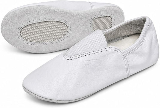 Gymnastiekschoenen met zachte leren zool wit – turnschoenen – yoga dans en trampoline - happygetfit.com