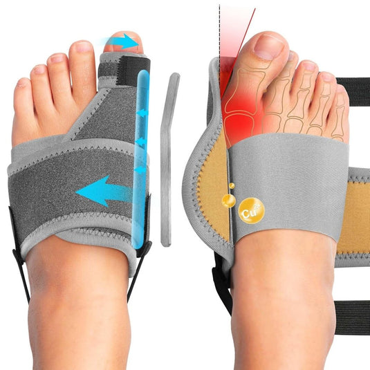 Hallux valgus correctors 2 stuks met verstelbare teenbandage en aluminium spalken – teenspreiders – voetondersteuning - happygetfit.com
