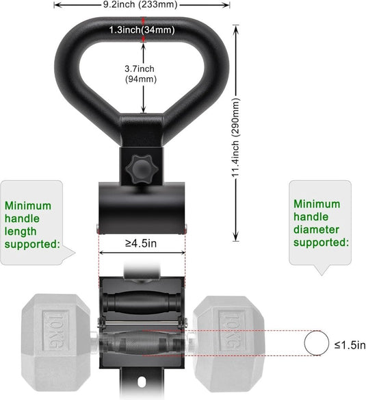 Halter naar kettlebell convertergreep zwart - happygetfit.com