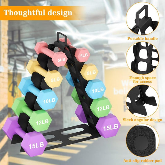 Halterrek 5 lagen zwart voor dumbbells - happygetfit.com