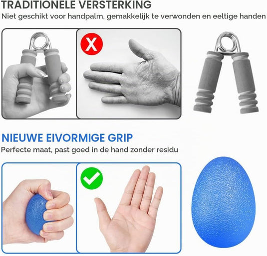 Handtrainer gripballen 4 stuks van elastisch rubber met verschillende weerstandsniveaus – handkrachttraining – stressballen - happygetfit.com