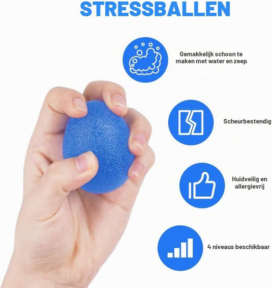Handtrainer gripballen 4 stuks van elastisch rubber met verschillende weerstandsniveaus – handkrachttraining – stressballen - happygetfit.com