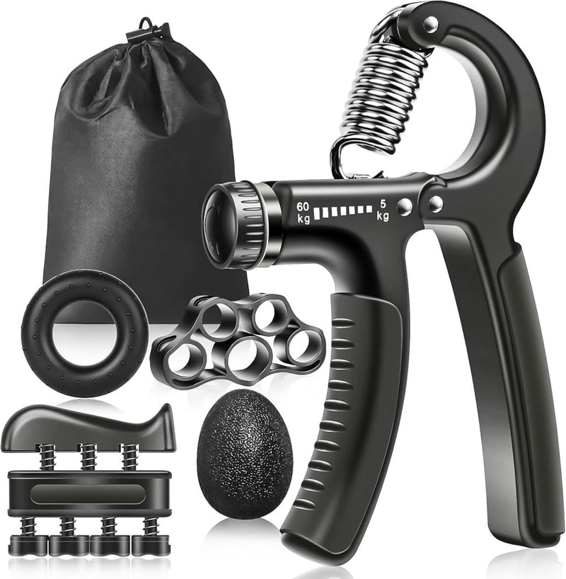 Charger l’image dans la visionneuse de galerie, Handtrainer set 5-delig met verstelbare weerstand van 5 tot 60 kg voor hand- en vingerkracht – griptraining – onderarmtraining - happygetfit.com
