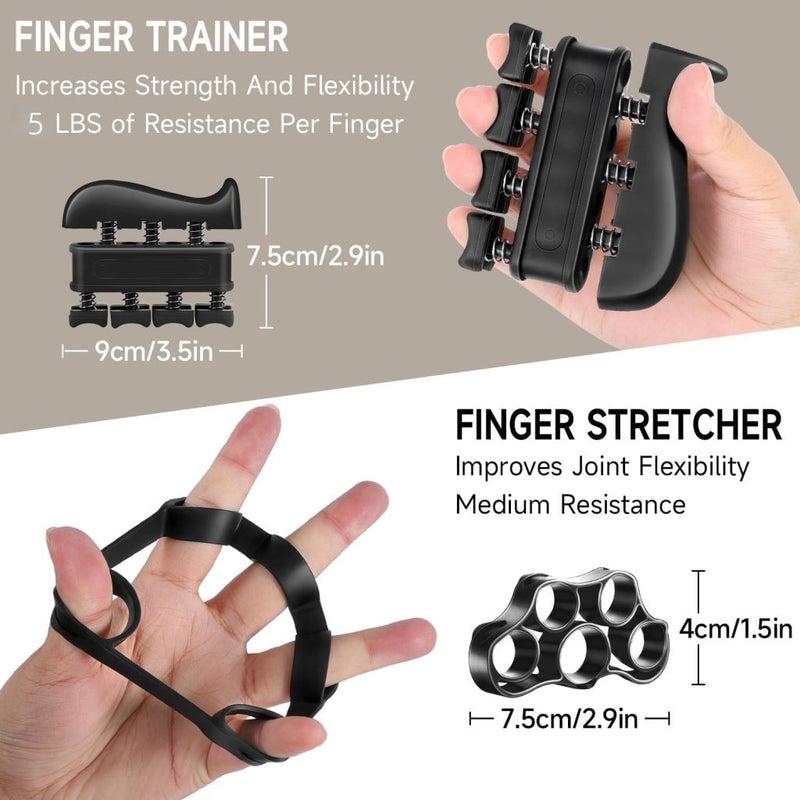 Bild im Galerie-Viewer laden, Handtrainerset 5-delig met verstelbare weerstand van 5 tot 60 kg en herhalingsteller voor handen vingers en onderarmen – griptrainer – knijpkrachttrainer - happygetfit.com
