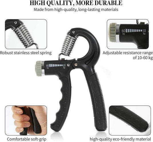 Handversterkers Verstelbare handgreeptrainer (10-60 kg) voor handknijper Onderarmgreep Vingeroefening voor mannen, vrouwen, senioren, tieners - happygetfit.com