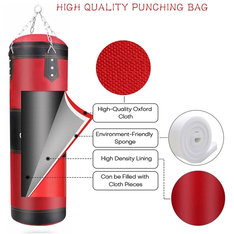 Load image into Gallery viewer, Hanging Punching Bag Set Unfilled, Heavy Boxing Bags Kickboxing Bag for Adults Kids, Youth Boxing Set with Hand Wraps, Punching Bag Hangers, for MMA Muay Thai Karate Taekwondo Training - happygetfit.com
