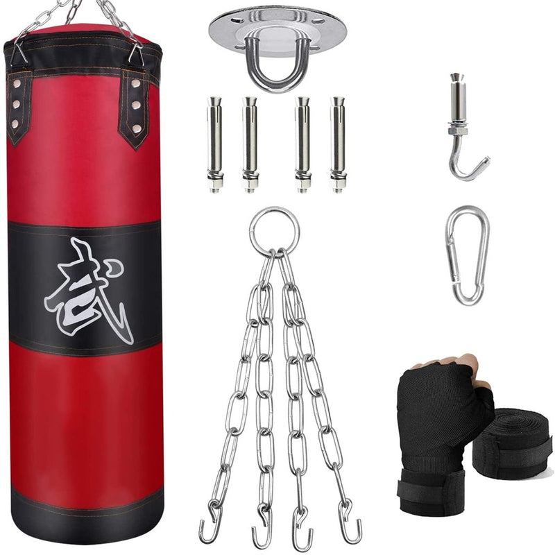 Load image into Gallery viewer, Hanging Punching Bag Set Unfilled, Heavy Boxing Bags Kickboxing Bag for Adults Kids, Youth Boxing Set with Hand Wraps, Punching Bag Hangers, for MMA Muay Thai Karate Taekwondo Training - happygetfit.com
