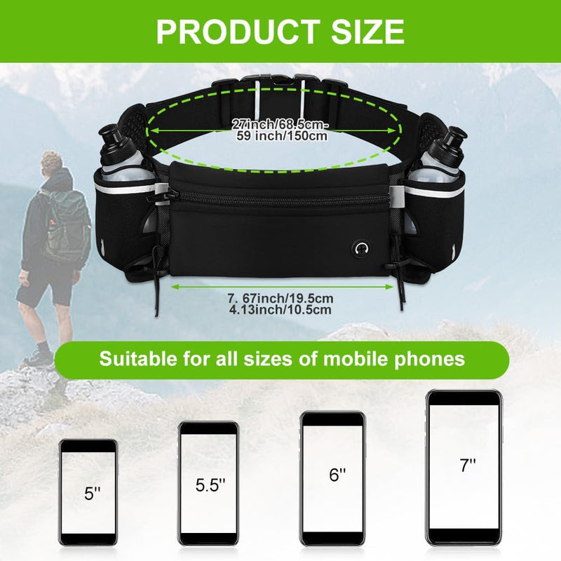 Charger l’image dans la visionneuse de galerie, Hardloop heuptas met 2 drinkflessen van 190 ml en verstelbare band voor sport wandelen en fietsen – drinkgordel – running belt - happygetfit.com
