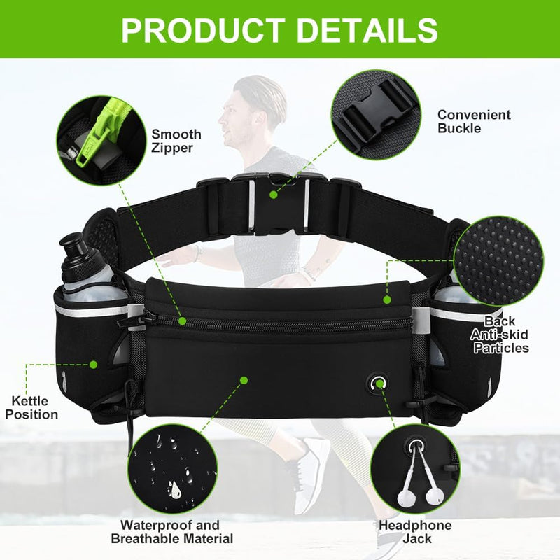 Charger l’image dans la visionneuse de galerie, Hardloop heuptas met 2 drinkflessen van 190 ml en verstelbare band voor sport wandelen en fietsen – drinkgordel – running belt - happygetfit.com
