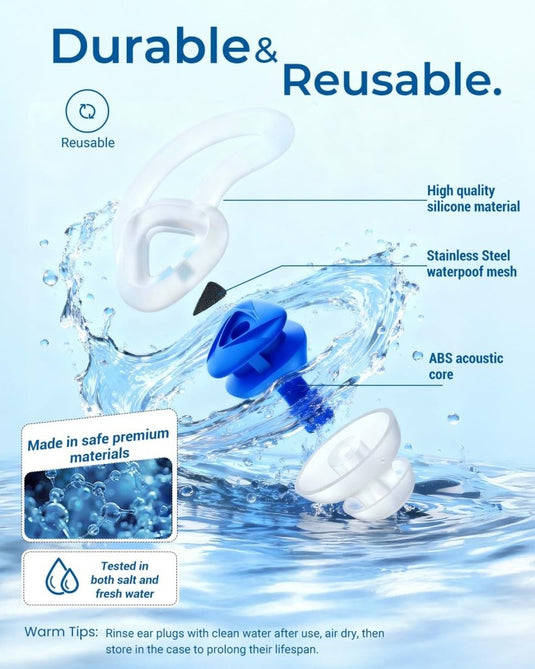Hearprotek oordopjes voor zwemmen, 2 paar gehoorbescherming, waterbescherming oordopjes voor douche, zwemmen, surfen (oranje) - happygetfit.com
