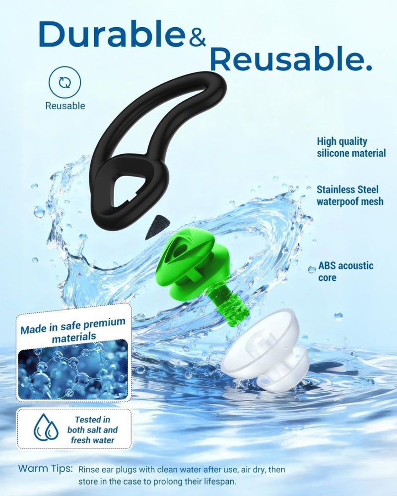 Laad afbeelding in Galerijviewer, Hearprotek oordopjes voor zwemmen, 2 paar gehoorbescherming, waterbescherming oordopjes voor douche, zwemmen, surfen (oranje) - happygetfit.com
