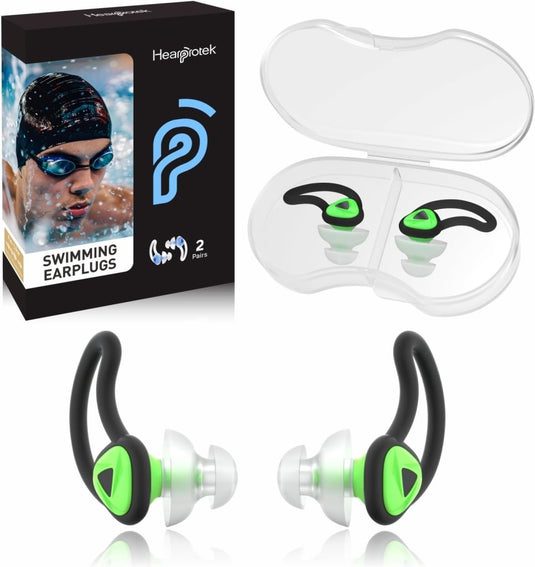 Hearprotek oordopjes voor zwemmen, 2 paar gehoorbescherming, waterbescherming oordopjes voor douche, zwemmen, surfen (oranje) - happygetfit.com