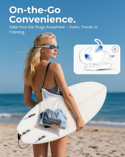 Hearprotek oordopjes voor zwemmen, 2 paar gehoorbescherming, waterbescherming oordopjes voor douche, zwemmen, surfen (oranje) - happygetfit.com