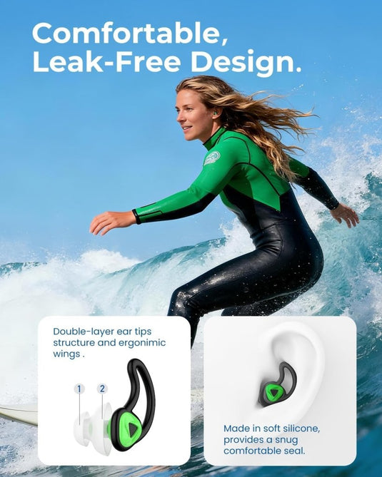 Hearprotek oordopjes voor zwemmen, 2 paar gehoorbescherming, waterbescherming oordopjes voor douche, zwemmen, surfen (oranje) - happygetfit.com