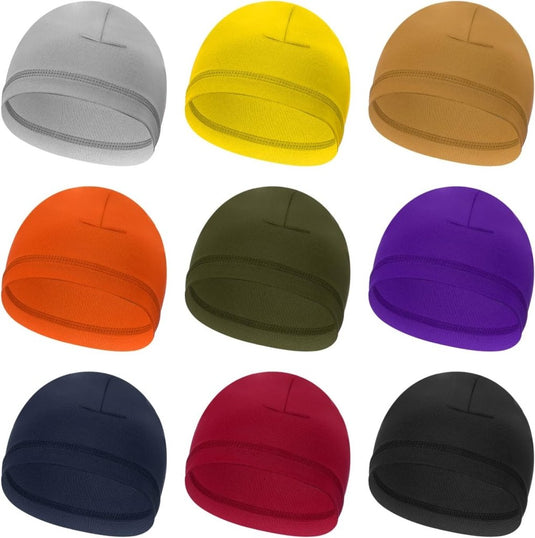 Helm liner skull cap ademend (9 stuks) - Zweetafvoerende onderhelm muts - Wielrennen motorfiets hardlopen mutsen - happygetfit.com