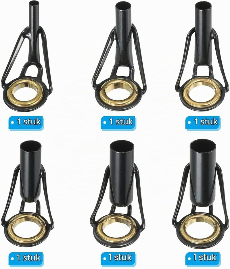 Laad afbeelding in Galerijviewer, Hengel tip reparatieset (6 stuks) - Roestvrij stalen hengelogen 2-6 mm - Hengeloog vervanging zout- en zoetwater - happygetfit.com

