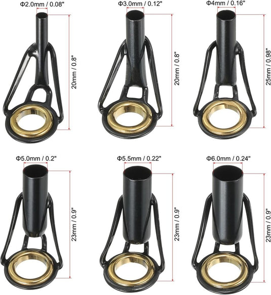 Hengel tip reparatieset (6 stuks) - Roestvrij stalen hengelogen 2-6 mm - Hengeloog vervanging zout- en zoetwater - happygetfit.com