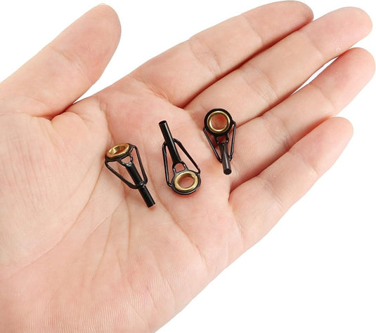 Hengel topogen 3 stuks 1 mm van roestvrij staal zwart-goud – hengeltop reparatieset – visaccessoires - happygetfit.com