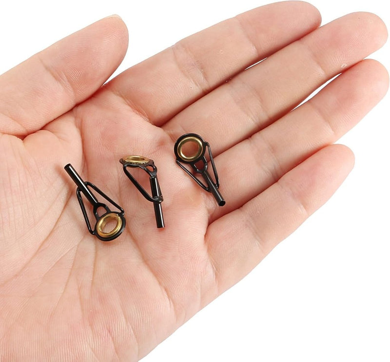 Laden Sie das Bild in Galerie -Viewer, Hengel topogen 3 stuks 1 mm van roestvrij staal zwart-goud – hengeltop reparatieset – visaccessoires - happygetfit.com
