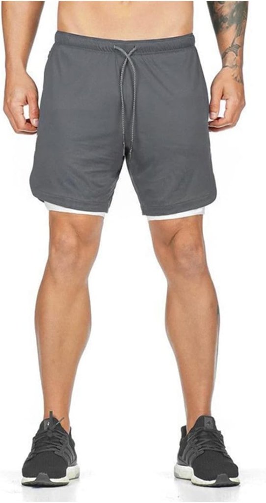 Załaduj obraz do przeglądarki galerii, Heren 2-in-1 sportshort met compressiebroek en zakken – trainingsshort – hardloopbroek - happygetfit.com
