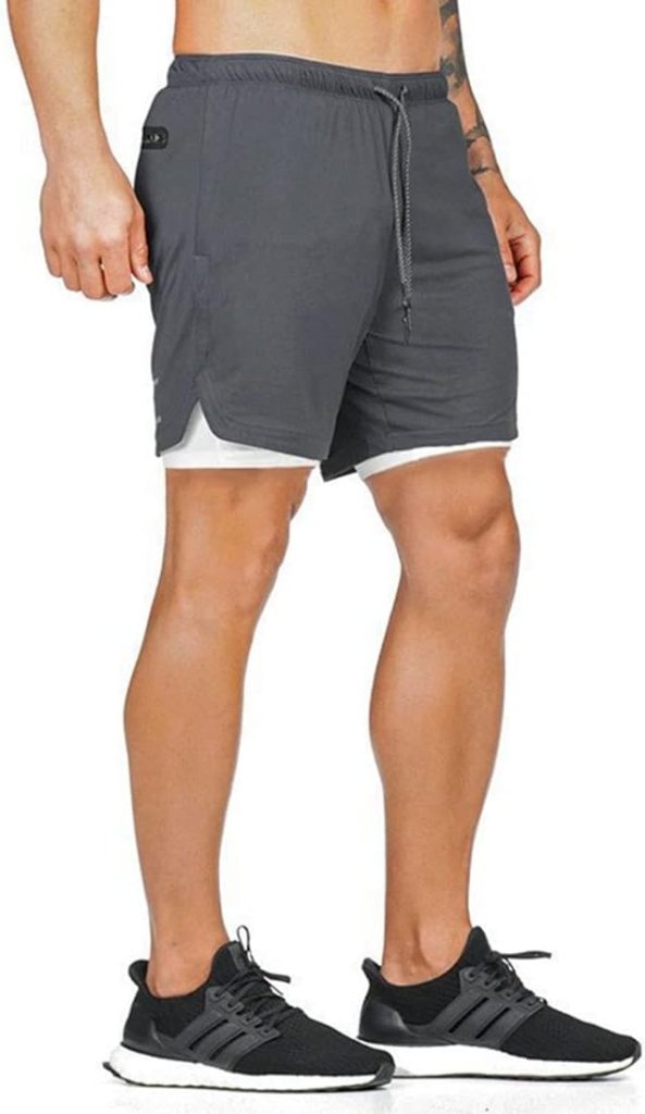 Załaduj obraz do przeglądarki galerii, Heren 2-in-1 sportshort met compressiebroek en zakken – trainingsshort – hardloopbroek - happygetfit.com
