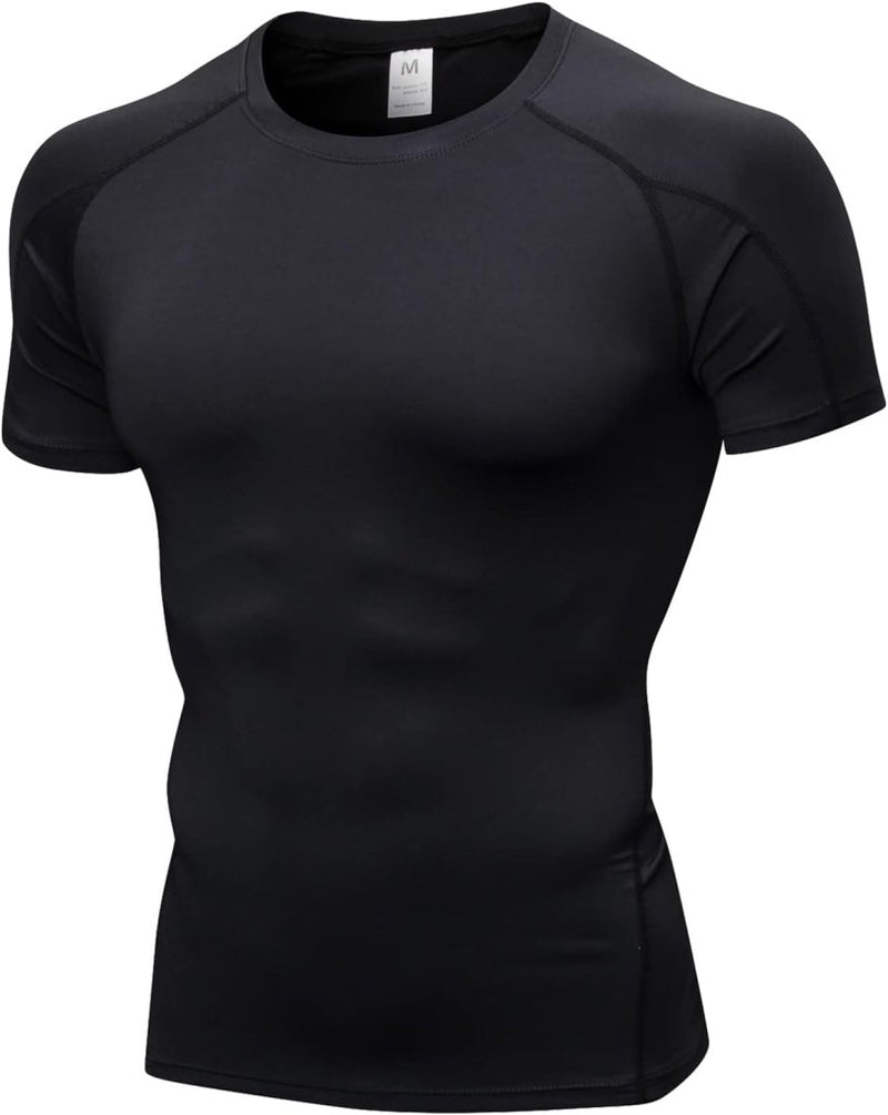 Laad afbeelding in Galerijviewer, Heren compressieshirt korte mouwen functioneel shirt sneldrogend loopshirt sportshirt fitnessshirt voor mannen - happygetfit.com
