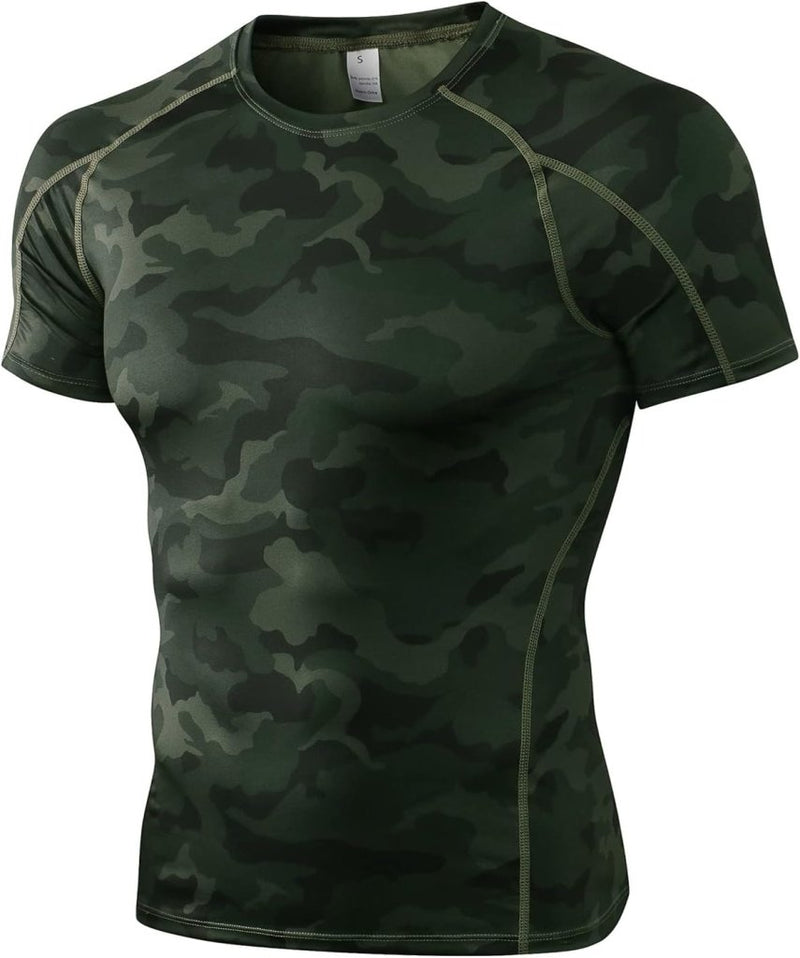 Laad afbeelding in Galerijviewer, Heren compressieshirt korte mouwen functioneel shirt sneldrogend loopshirt sportshirt fitnessshirt voor mannen - happygetfit.com
