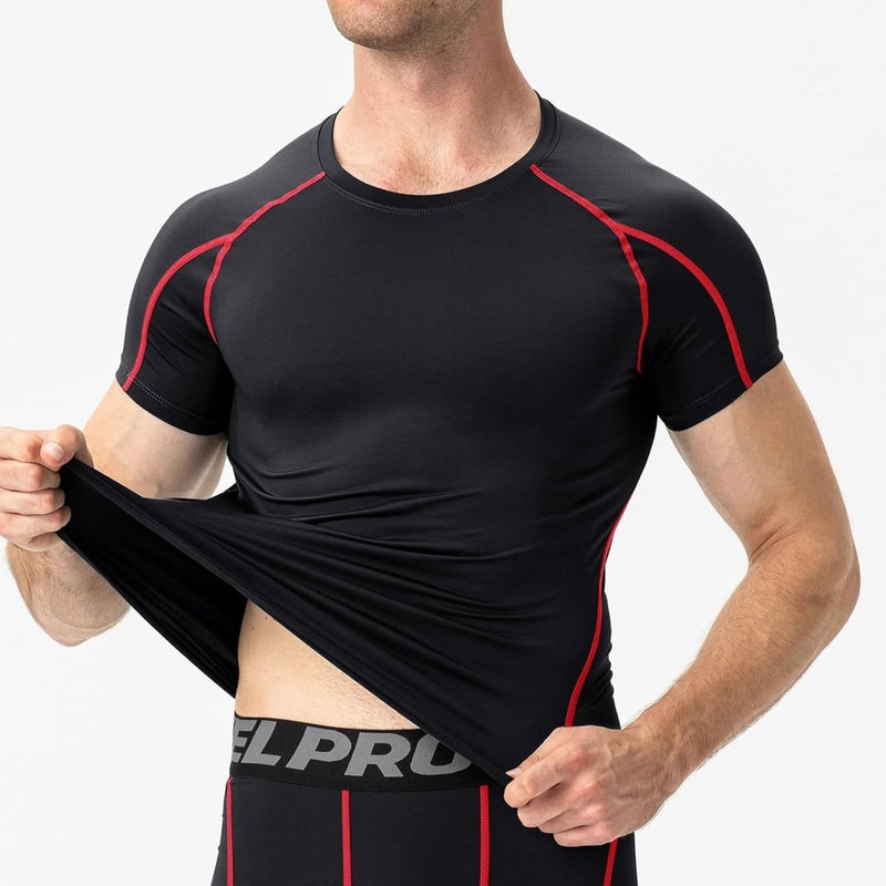 Load image into Gallery viewer, Heren compressieshirt korte mouwen functioneel shirt sneldrogend loopshirt sportshirt fitnessshirt voor mannen - happygetfit.com
