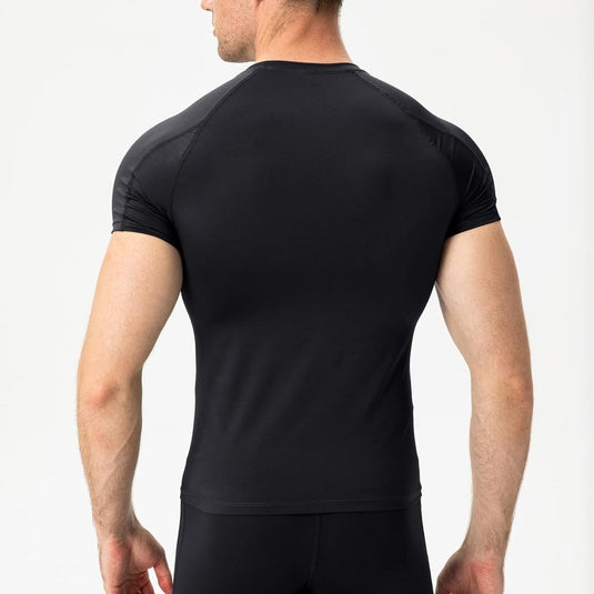 Heren compressieshirt korte mouwen functioneel shirt sneldrogend loopshirt sportshirt fitnessshirt voor mannen - happygetfit.com