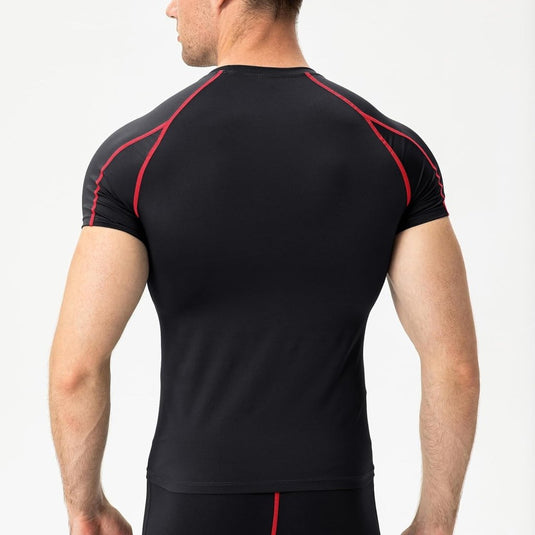 Heren compressieshirt korte mouwen functioneel shirt sneldrogend loopshirt sportshirt fitnessshirt voor mannen - happygetfit.com